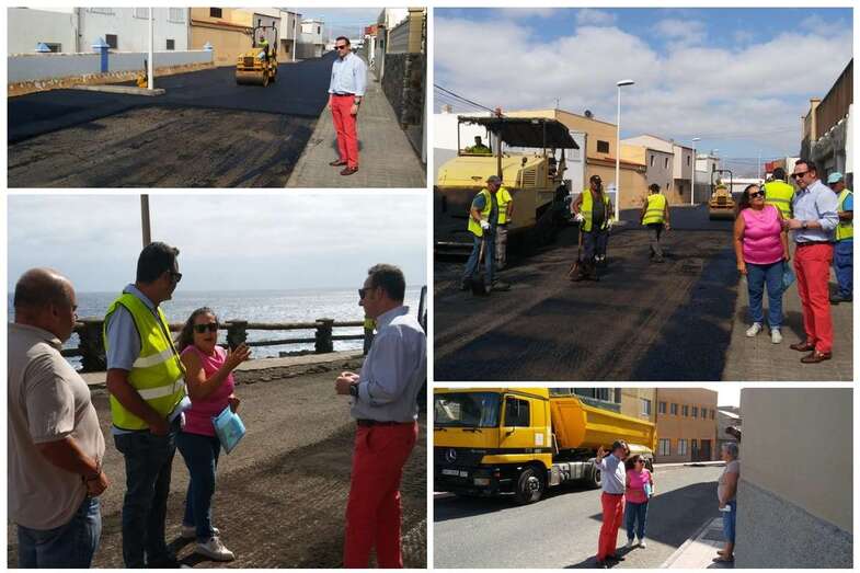 El concejal Eloy Santana con la dirigente vecinal Julia Martel Martín, el pasado viernes en La Garita (Foto TA)